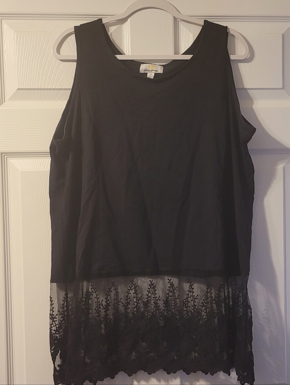 Kathleen Kirkwood Black Tank with Lace Hem
